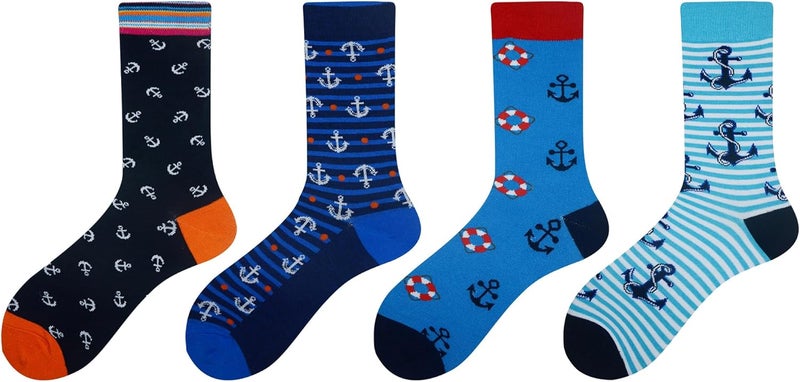 Cansok Men's 2/4 Packs Fun Crazy Novelty Dress Crew Socks - Image 2